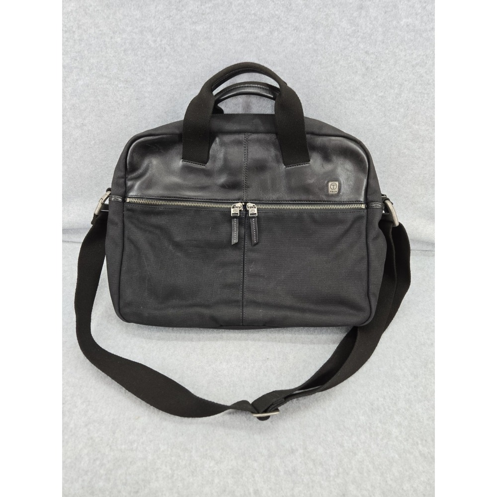Tumi T-tech‎ Leather and Nylon Portfolio Laptop Black Briefcase Pockets Bag